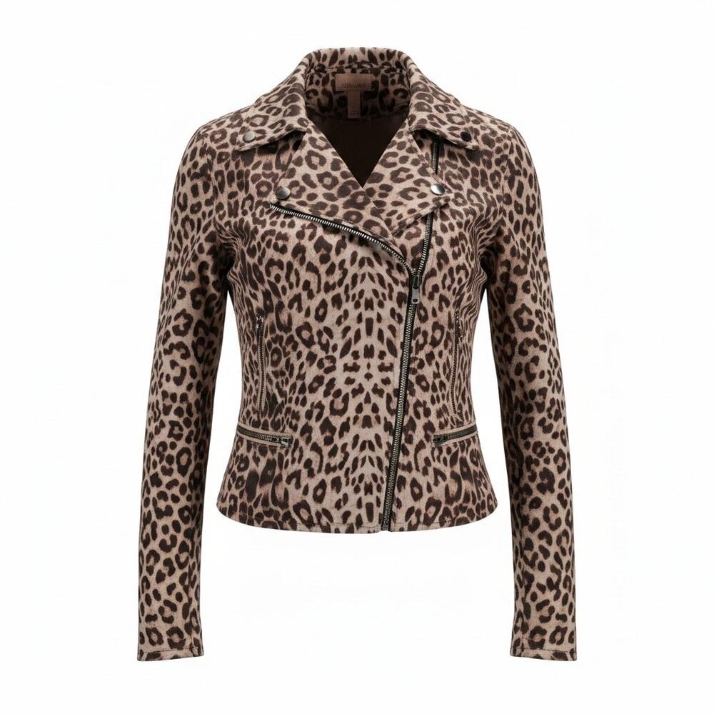 Willow + Root Buckle Leopard Print Biker Jacket Size S